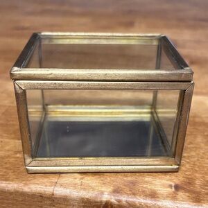 Ettika Gold Glass Storage Box with mirror bottom